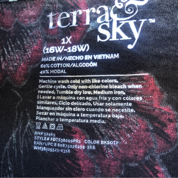 Floral dark Cottagecore long sleeve top 1X 16W 18W - Picture 3 of 6